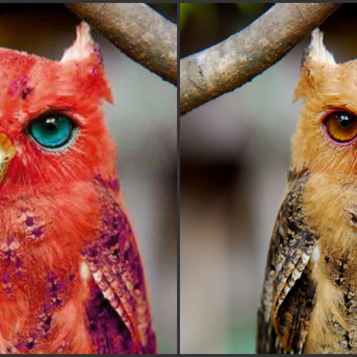 red owl eyes camera