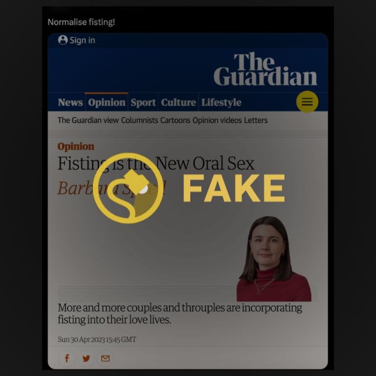 Is This a Real Guardian Story Titled Fisting Is the New Oral Sex? Snopes image