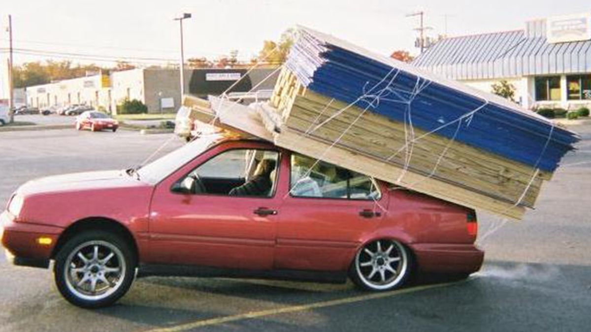 Is This Car Loaded with 3000 Lbs. of Building Supplies?
