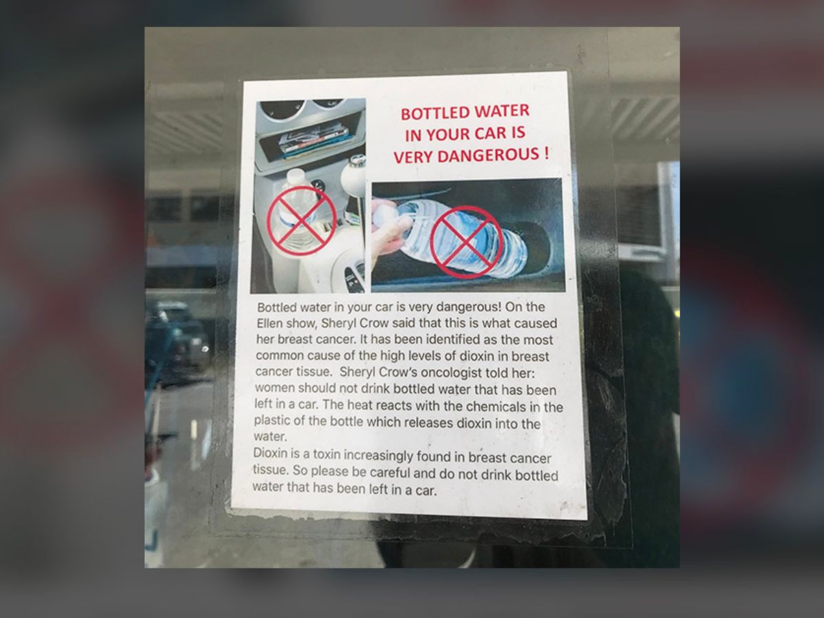Warning: Leaving water bottle in a car can be fatal!