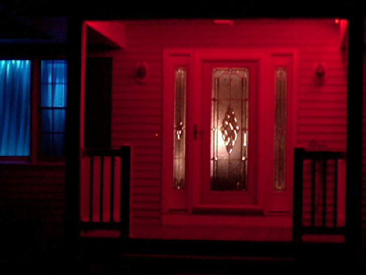 Red light store front porch