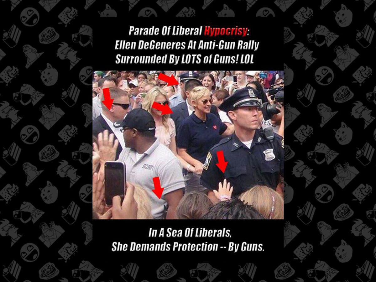 Was Ellen DeGeneres Surrounded by Armed Guards at an Anti-Gun Rally?