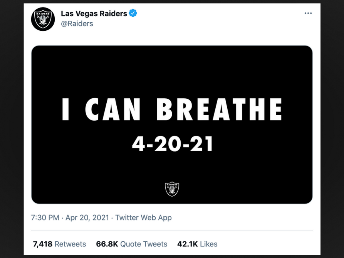 Las Vegas Raiders ridiculed online after 'I Can Breathe' tweet