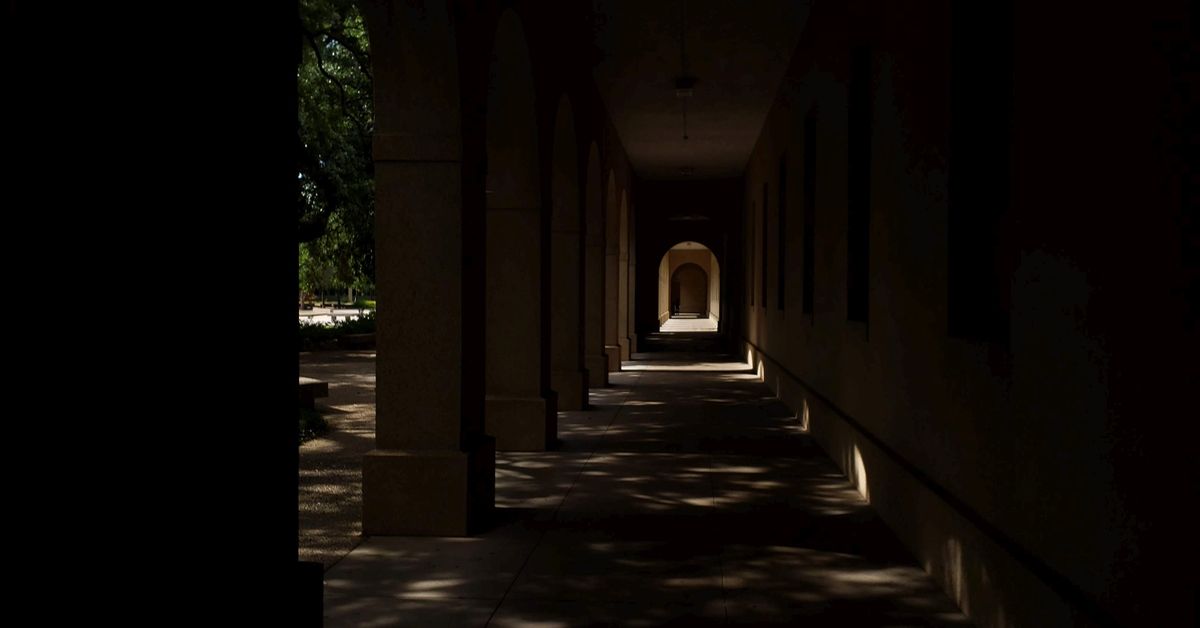 This is a long hallway on the campus of LSU and the sun is hitting the path crossways towards the end of the long hallway. (Getty Images/Stock photo)