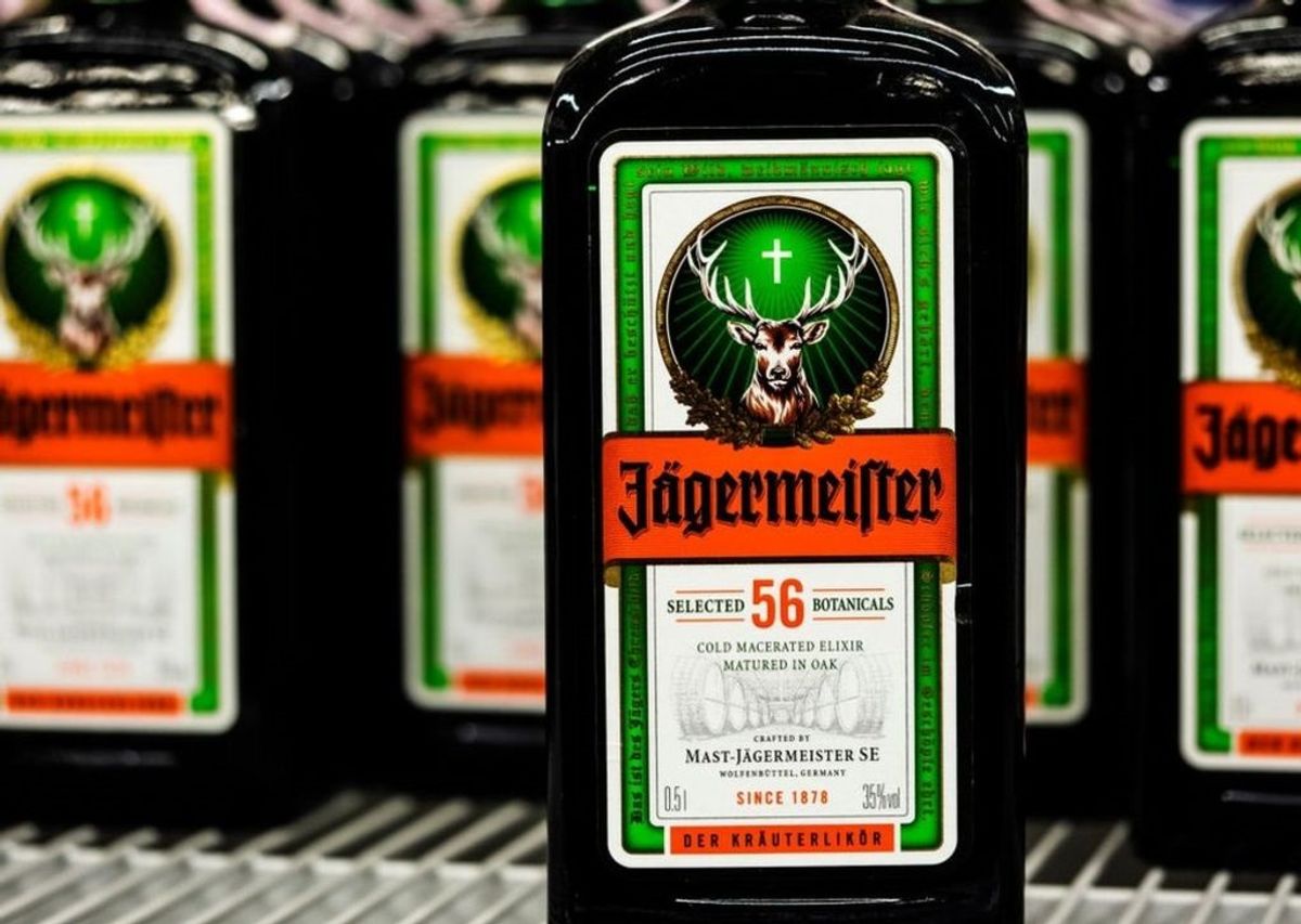Zagreb Croatia April 2015 Bottle Jagermeister Wooden Table Green Background  – Stock Editorial Photo © Dariozg #271603630