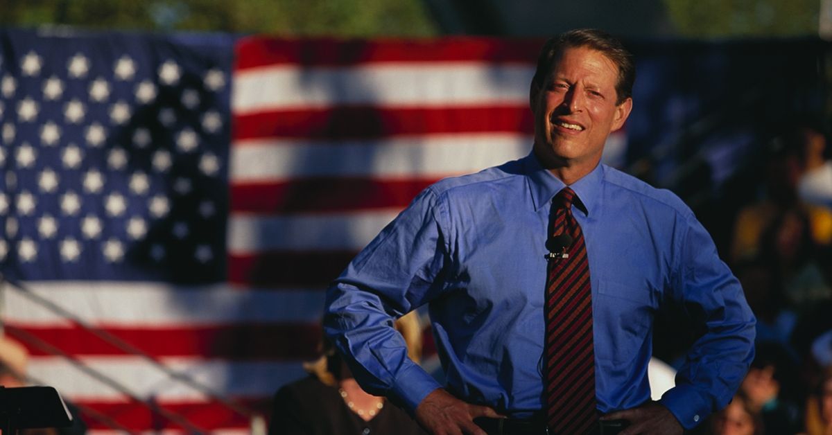 Vice President Al Gore makes an appearance during his presidential campaign. Gore lost the 2000 Presidential Election to George W. Bush after a controversial vote recount in Florida. (Photo by Brooks Kraft LLC/Sygma via Getty Images) (Brooks Kraft LLC/Sygma via Getty Images)