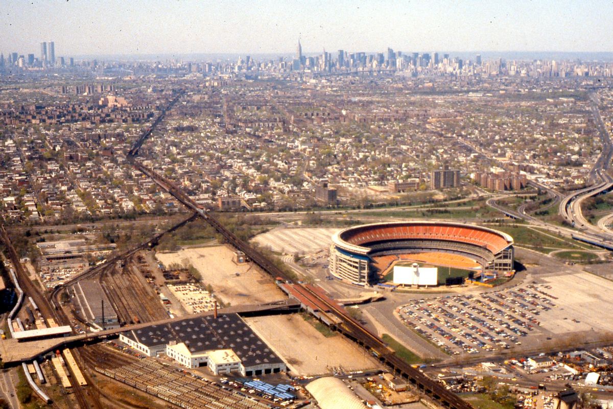 Aerial view of Shea Stadium and vicinity with Manhattan in the background 1981. (Wikimedia Commons/George Garrigues CC BY-S.A. 3.0) (Wikimedia Commons/George Garrigues CC BY-S.A. 3.0)