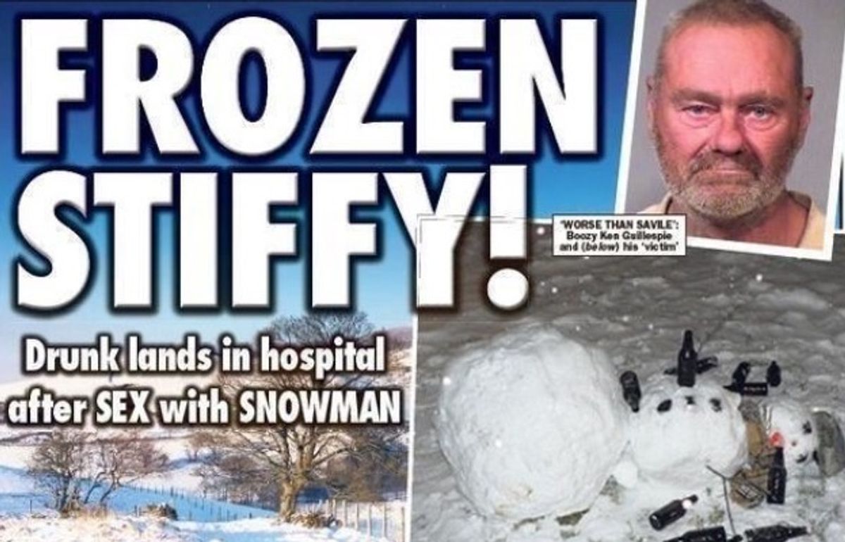 Drunk Man has Sex with Snowman, Loses Genitals to Frostbite Snopes