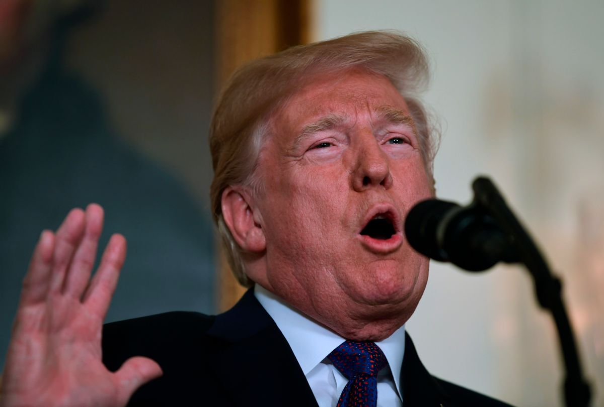 President Donald Trump speaks in the Diplomatic Reception Room of the White House on Friday, April 13, 2018, in Washington, about the United States' military response to Syria's chemical weapon attack on April 7. (AP Photo/Susan Walsh) (AP Photo / Susan Walsh)