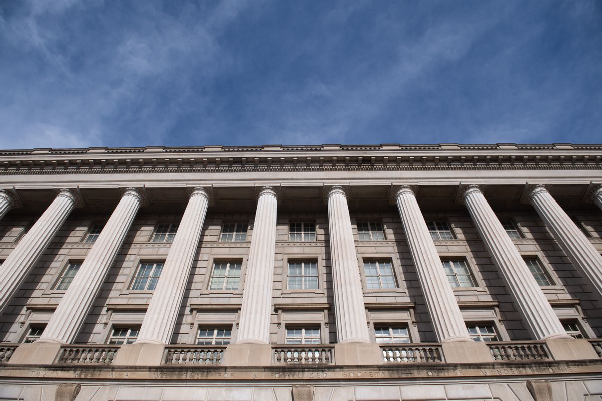 The US Internal Revenue Service (IRS) building is seen on the first work day for furloughed federal workers following a 35-day partial government shutdown in Washington, DC, January 28, 2019. - The five-week government shutdown subtracted $11 billion from the US economy, about twice the amount President Donald Trump sought to fund a border wall, an independent congressional body said Monday. (Photo by SAUL LOEB / AFP)        (Photo credit should read SAUL LOEB/AFP/Getty Images) (SAUL LOEB/AFP/Getty Images)