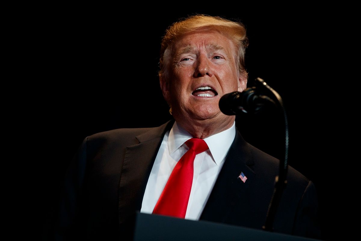 In this Feb. 7, 2019 photo, President Donald Trump speaks during the National Prayer Breakfast, in Washington. Trump is trying to turn the debate over a wall at the U.S.-Mexico border back to his political advantage as his signature pledge to American voters threatens to become a model of unfulfilled promises. Trump will hold his first campaign rally since November’s midterm elections in El Paso, Texas, on Monday.  (AP Photo/ Evan Vucci) (AP Photo/ Evan Vucci)