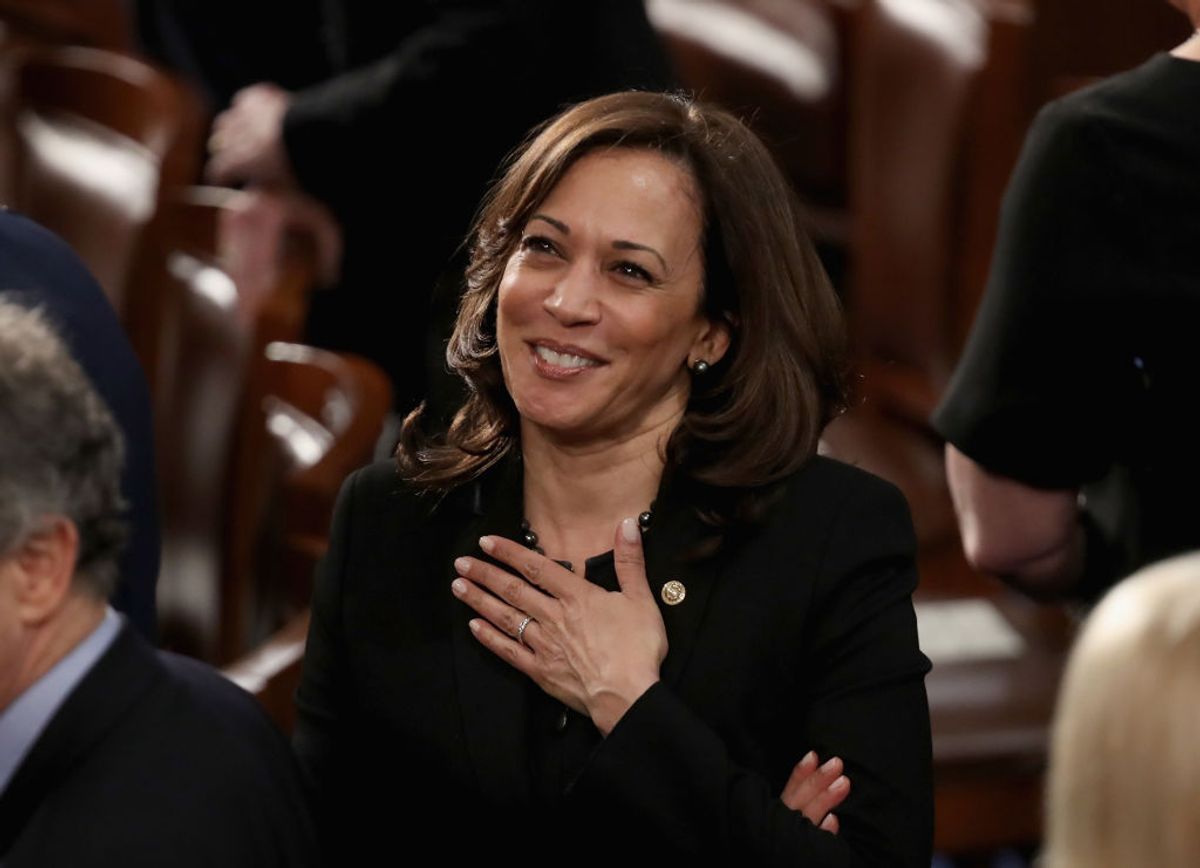 WASHINGTON, DC - FEBRUARY 05:  Sen. Kamala Harris (D-CA) greets fellow lawmakers ahead of the State of the Union address in the chamber of the U.S. House of Representatives on February 5, 2019 in Washington, DC. President Trump's second State of the Union address was postponed one week due to the partial government shutdown.  (Photo by Win McNamee/Getty Images) (Getty Images)