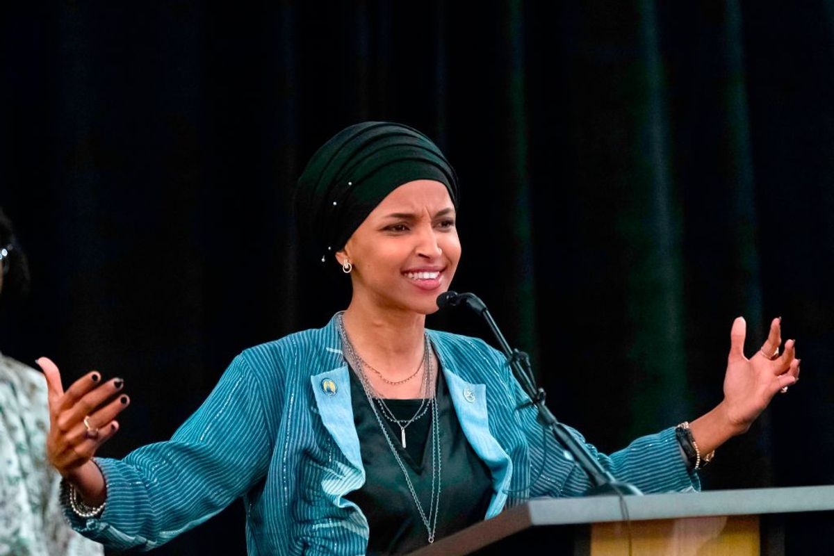 Ilhan Omar, newly elected to the U.S. House of Representatives on the Democratic ticket,  speaks to a group of supporters in Minneapolis, Minnesota on November 6, 2018. - US voters elected two Muslim women, both Democrats, to Congress on November 6, 2018, marking a historic first in a country where anti-Muslim rhetoric has been on the rise, American networks reported. Ilhan Omar, a Somali refugee, won a House seat in a heavily-Democratic district in the Midwestern state of Minnesota, where she will succeed Keith Ellison, himself the first Muslim elected to Congress. (Photo by Kerem Yucel / AFP)        (Photo credit should read KEREM YUCEL/AFP/Getty Images) (Getty Images)