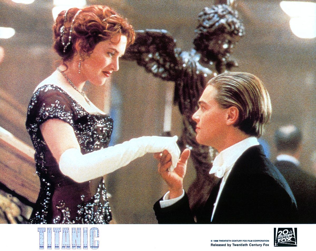 Kate Winslet offers her hand to Leonardo DiCaprio in a scene from the film 'Titanic', 1997. (Photo by 20th Century-Fox/Getty Images) (Getty Images)
