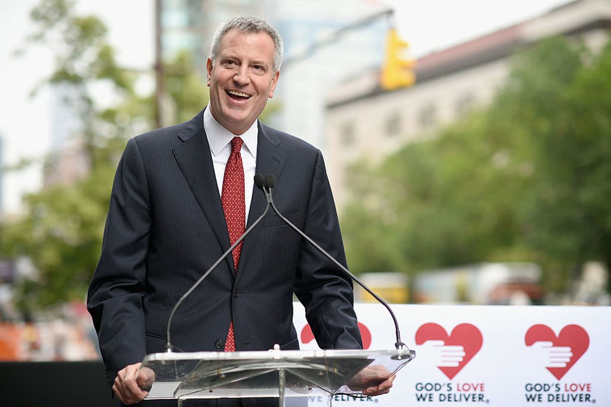 NEW YORK, NY - JUNE 09:  Mayor Bill de Blasio speaks onstage during the celebration of God's Love We Deliver returning to Soho with a dedication of the new Michael Kors building on June 9, 2015 in New York City.  (Photo by Dimitrios Kambouris/Getty Images for God's Love We Deliver) (Getty Images)