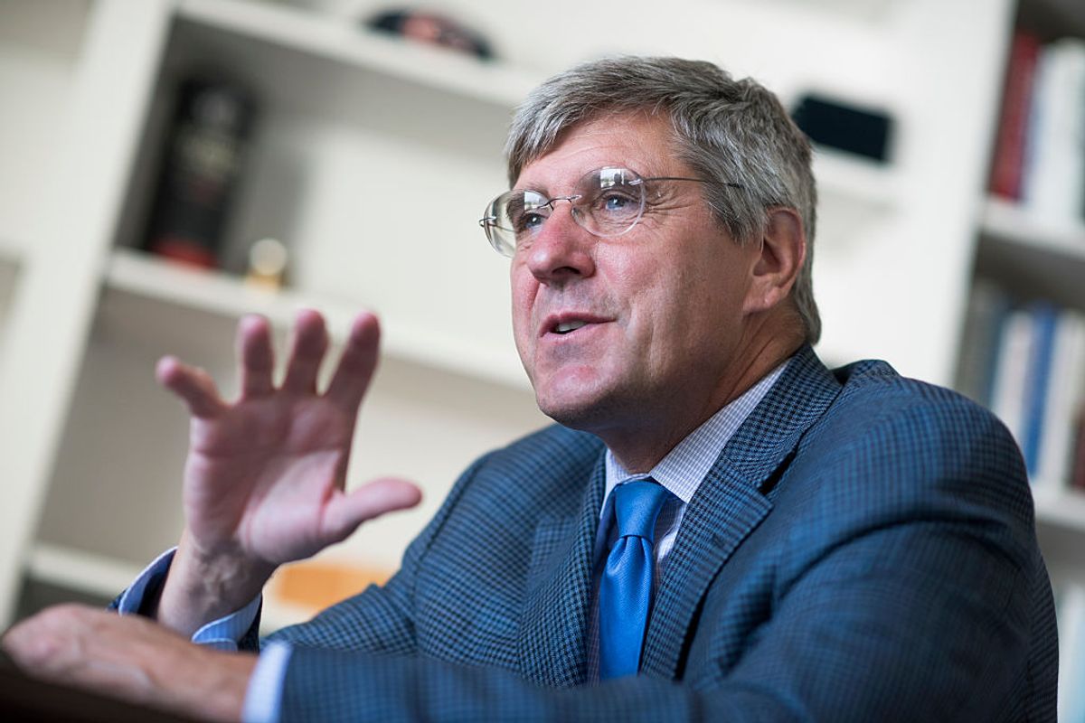 UNITED STATES - AUGUST 31: Stephen Moore of The Heritage Foundation is interviewed by CQ in his Washington office, August 31, 2016. (Photo By Tom Williams/CQ Roll Call) (Getty Images)