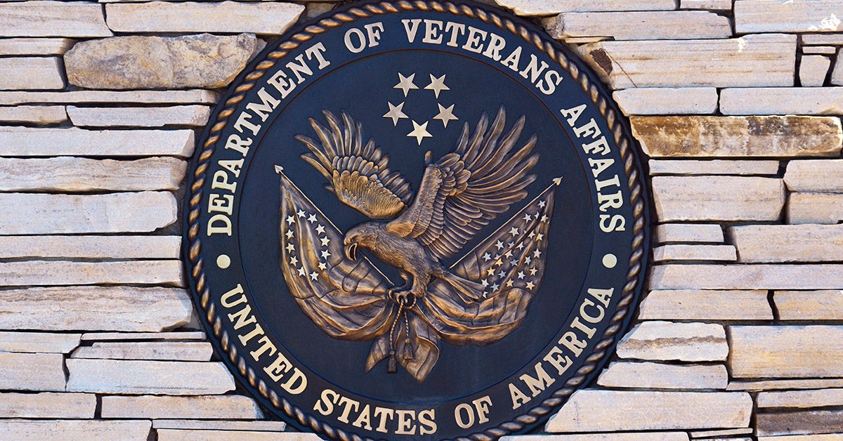 SANTA FE, NEW MEXICO - MAY 27, 2019: The seal of the United States Department of Veterans Affairs at the entrance to the Santa Fe National Cemetery in Santa Fe, New Mexico. (Photo by Robert Alexander/Getty Images) (Robert Alexander/Getty Images)