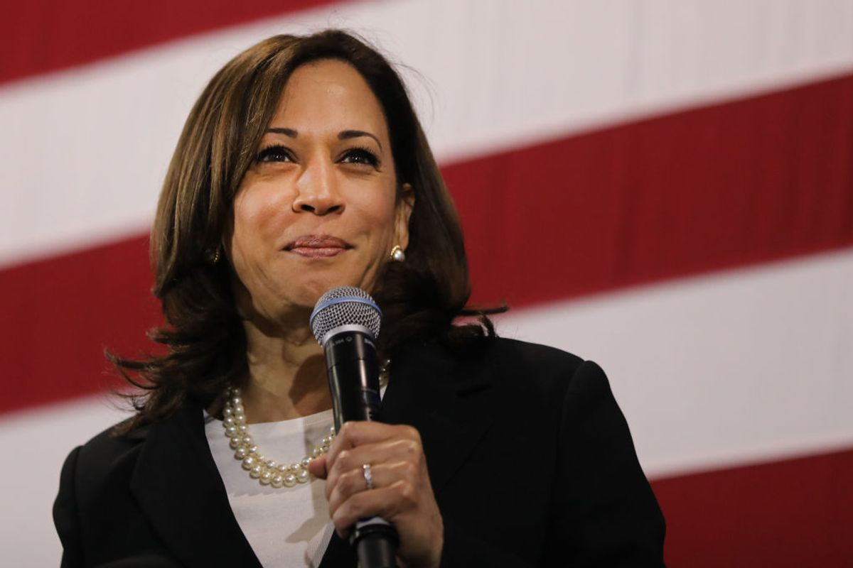 NASHUA, NEW HAMPSHIRE - MAY 15: Democratic presidential candidate U.S.  Sen. Kamala Harris (D-CA)  speaks at a campaign stop on May 15, 2019 in Nashua, New Hampshire. The Democrat and California senator is looking to differentiate herself from current front runner former Vice President Joe Biden who recently took a campaign swing through New Hampshire. (Photo by Spencer Platt/Getty Images) (Getty Images)