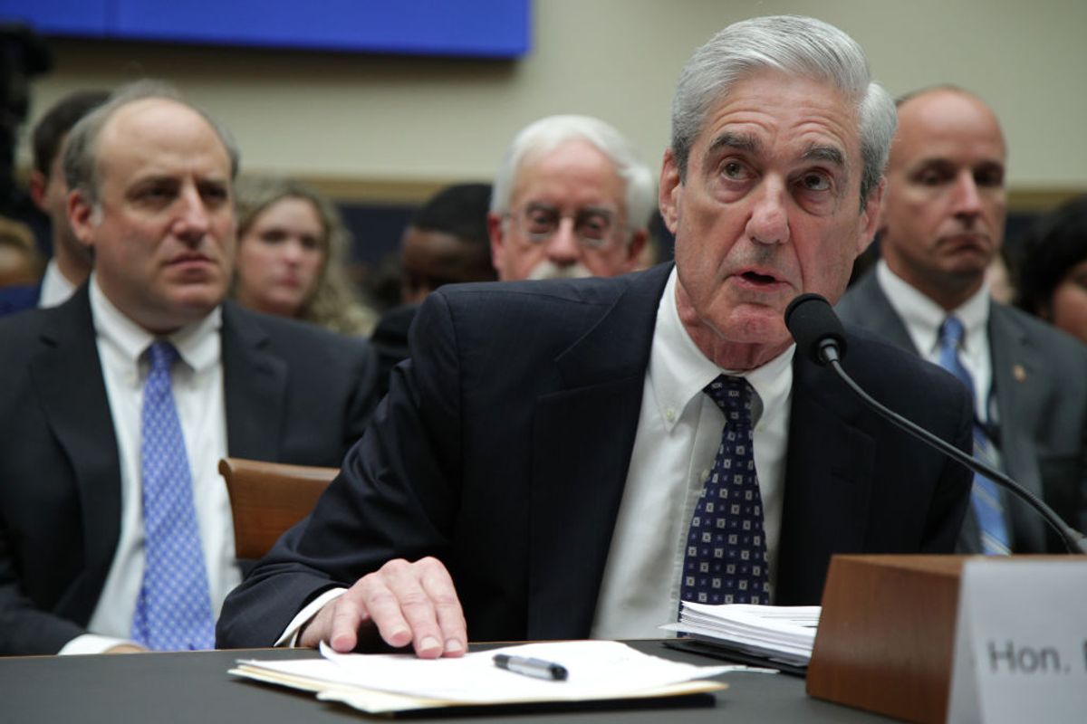 WASHINGTON, DC - JULY 24:  Former Special Counsel Robert Mueller testifies before the House Intelligence Committee about his report on Russian interference in the 2016 presidential election in the Rayburn House Office Building July 24, 2019 in Washington, DC. Mueller testified earlier in the day before the House Judiciary Committee in back-to-back hearings on Capitol Hill.  (Photo by Alex Wong/Getty Images) (Getty Images)