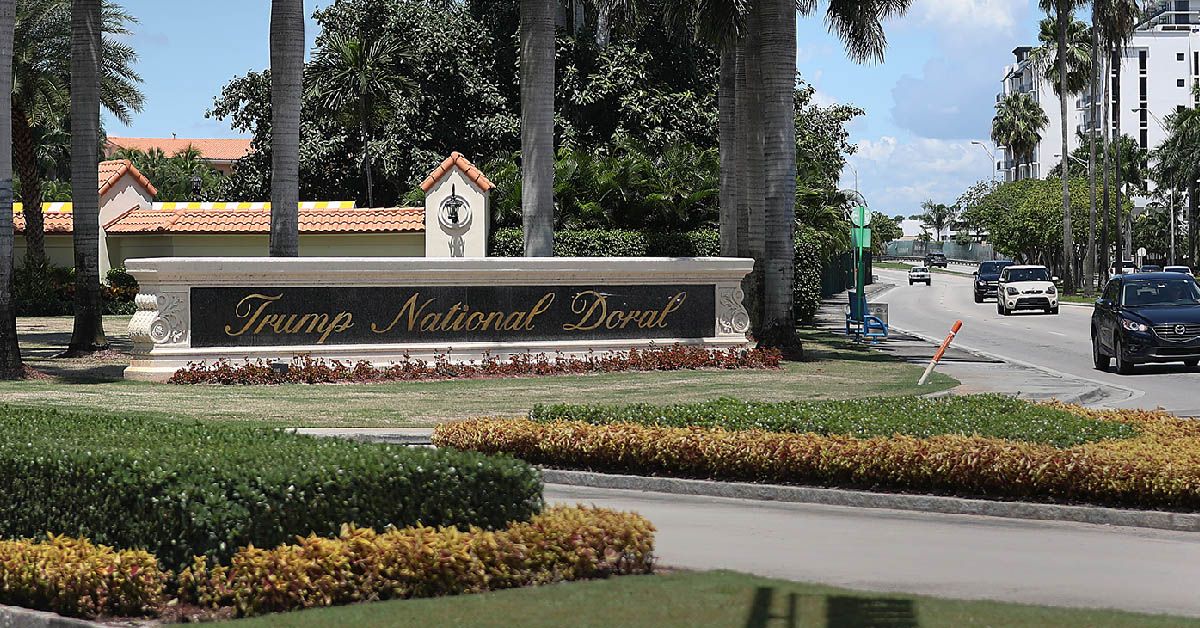 DORAL, FLORIDA - AUGUST 27: A Trump National Doral sign is seen at the golf resort owned by U.S. President Donald Trump's company on August 27, 2019 in Doral, Florida. President Trump said the United States may host the next G7 gathering at the golf resort. (Photo by Joe Raedle/Getty Images) (Joe Raedle/Getty Images)