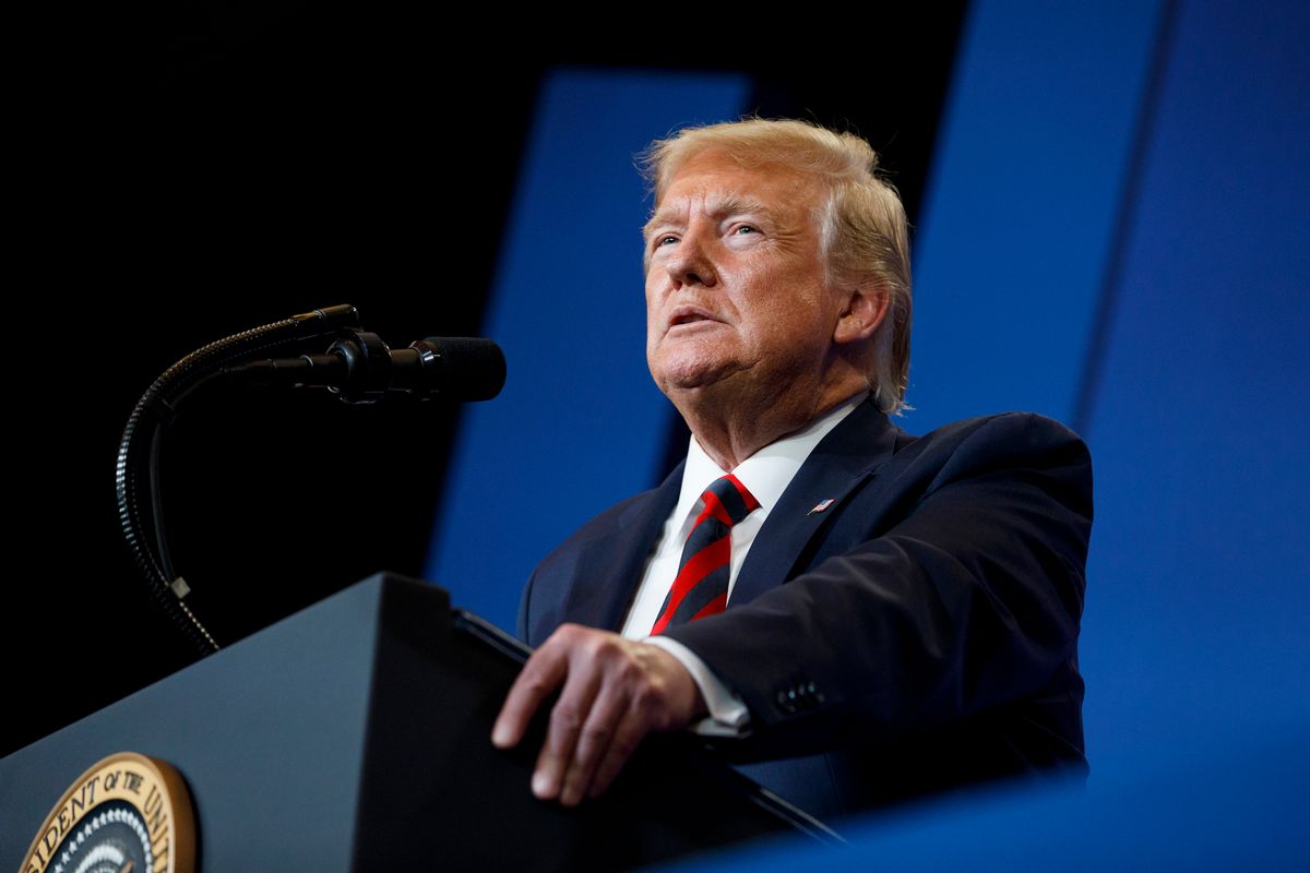 FILE - In this Thursday, Sept. 12, 2019, file photo, President Donald Trump pauses as he speaks at the 2019 House Republican Conference Member Retreat Dinner in Baltimore. New York City prosecutors have subpoenaed President Donald Trump's tax returns, a person familiar with the matter said Monday, Sept. 16. The person was not authorized to speak publicly and did so on condition of anonymity. (AP Photo/Carolyn Kaster, File) (AP Photo/Carolyn Kaster, File)