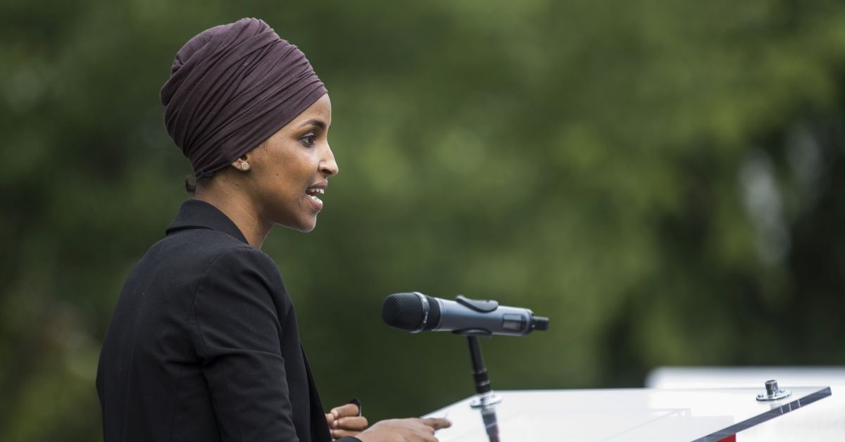 WASHINGTON, DC - SEPTEMBER 26: U.S. Rep. Ilhan Omar (D-MN) speaks at a rally hosted by Progressive Democrats of America on Capitol Hill on September 26, 2019 in Washington, DC. House Speaker Nancy Pelosi (D-CA) announced yesterday the beginning of a formal impeachment inquiry against President Donald Trump.  (Photo by Zach Gibson/Getty Images) (Zach Gibson/Getty Images)