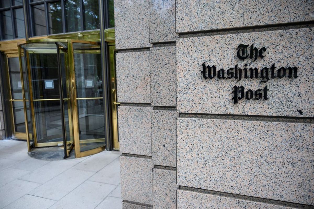 The building of the Washington Post newspaper headquarter is seen on K Street in Washington DC on May 16, 2019. - The Washington Post is a major American daily newspaper published in Washington, D.C., with a particular emphasis on national politics and the federal government. It has the largest circulation in the Washington metropolitan area. (Photo by Eric BARADAT / AFP)        (Photo credit should read ERIC BARADAT/AFP/Getty Images) (ERIC BARADAT/AFP/Getty Images)