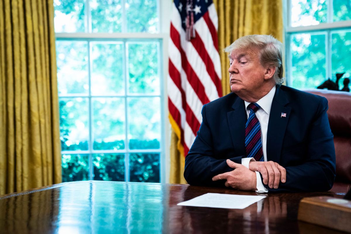 WASHINGTON, DC - JULY 26 : President Donald J. Trump speaks in the Oval Office as Guatemala signs a safe third country agreement to restrict asylum applications to the U.S. from Central America at the White House on Friday, July 26, 2019 in Washington, DC. (Photo by Jabin Botsford/The Washington Post via Getty Images) (Getty Images)