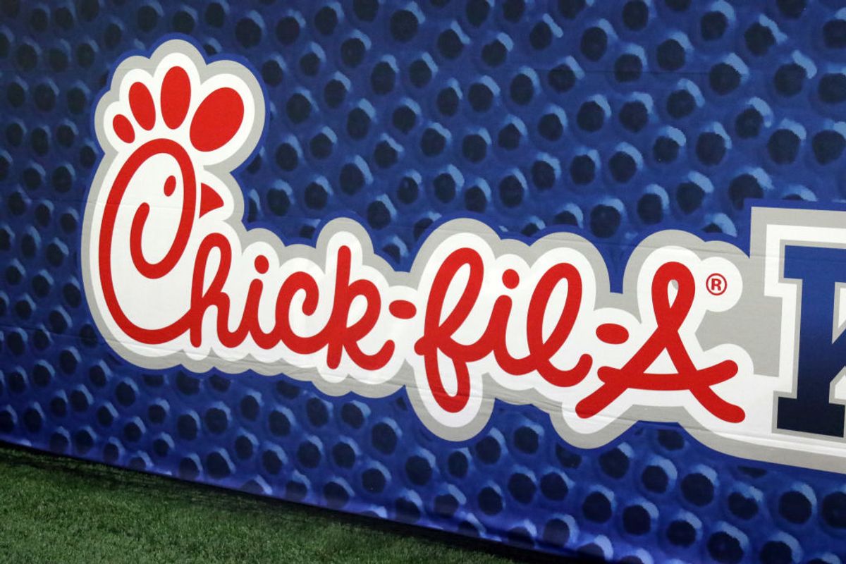 ATLANTA, GA - AUGUST 31:  A view of the Chick-fil-A logo at the Chick-fil-A Kickoff Game between the Alabama Crimson Tide and the Duke Blue Devils on August 31, 2019 at Mercedes-Benz Stadium in Atlanta, Georgia.  (Photo by Michael Wade/Icon Sportswire via Getty Images) (Getty Images)