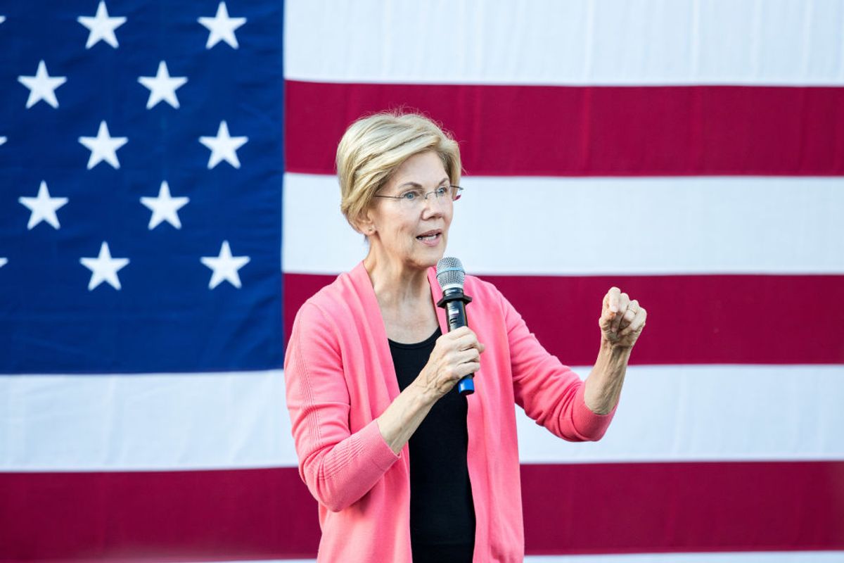 KEENE, NH - SEPTEMBER 25:  Democratic presidential candidate Sen. Elizabeth Warren (D-MA) speaks during a Town Hall at Keene State College on September 25, 2019 in Keene, New Hampshire. Warren's candidacy has been surging recently, with some polls showing her leading or virtually tied with Joe Biden at the top of the Democratic field. (Photo by Scott Eisen/Getty Images) (Getty Images)