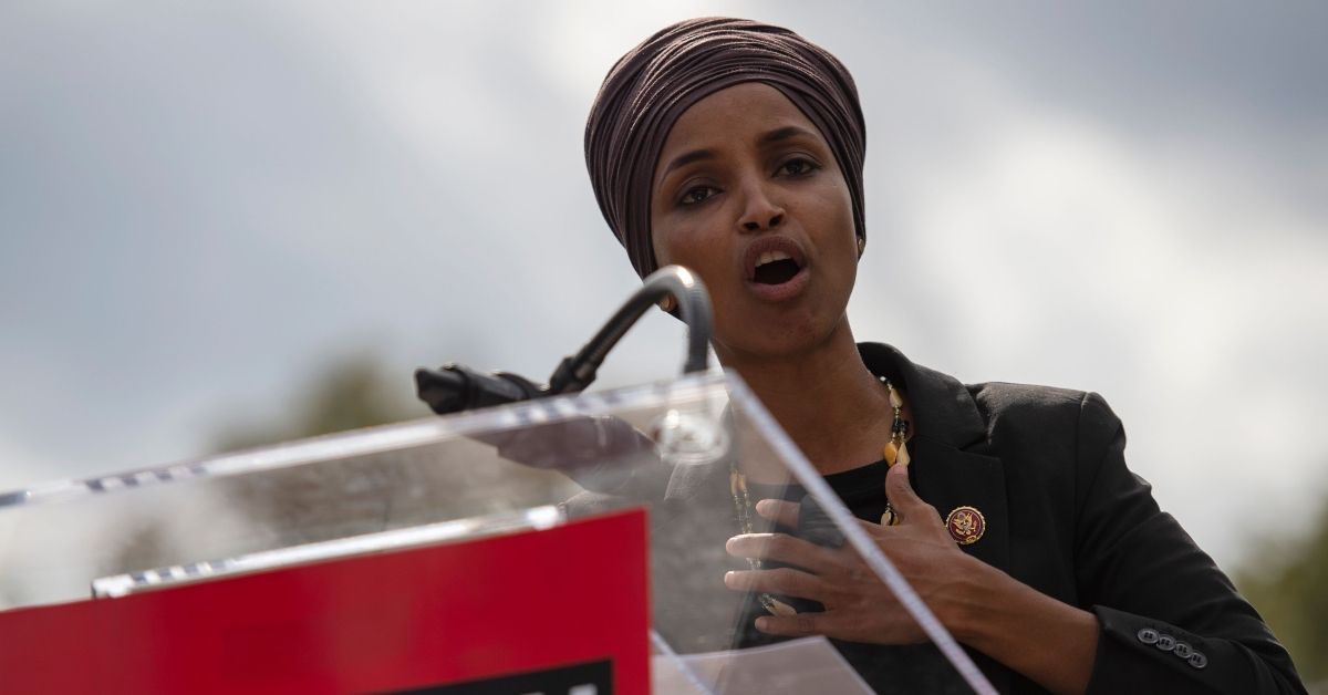 Representative Ilhan Omar (D-MN) speaks during the "People's Rally for Impeachment" on Capitol Hill in Washington, DC on September 26, 2019. - Top US Democrat Nancy Pelosi announced on September 24 the opening of a formal impeachment inquiry into President Donald Trump, saying he betrayed his oath of office by seeking help from a foreign power to hurt his Democratic rival Joe Biden. (Photo by ANDREW CABALLERO-REYNOLDS / AFP)        (Photo credit should read ANDREW CABALLERO-REYNOLDS/AFP/Getty Images) (ANDREW CABALLERO-REYNOLDS/AFP/Getty Images)