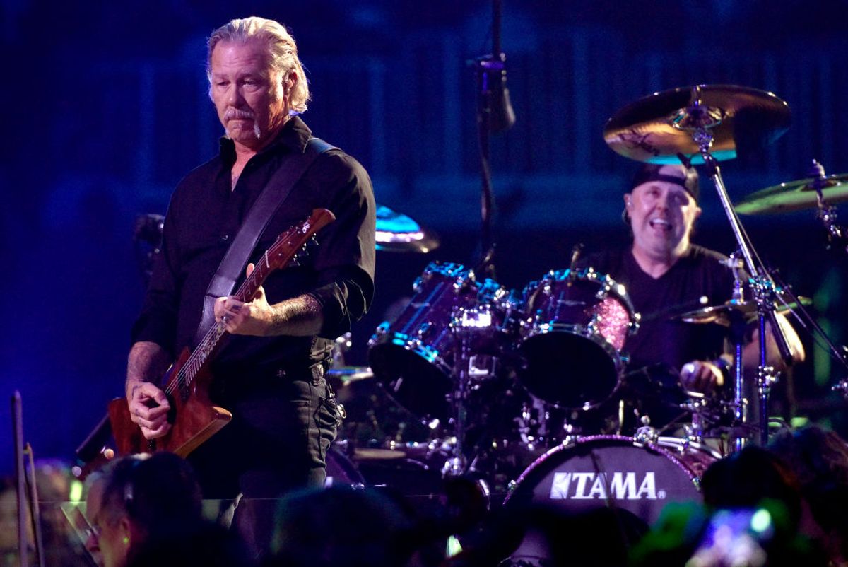 SAN FRANCISCO, CALIFORNIA - SEPTEMBER 06: James Hetfield (L) and Lars Ulrich of Metallica perform during the "S&amp;M2" concerts at the opening night at Chase Center on September 06, 2019 in San Francisco, California. (Photo by Tim Mosenfelder/Getty Images) (Getty Images)