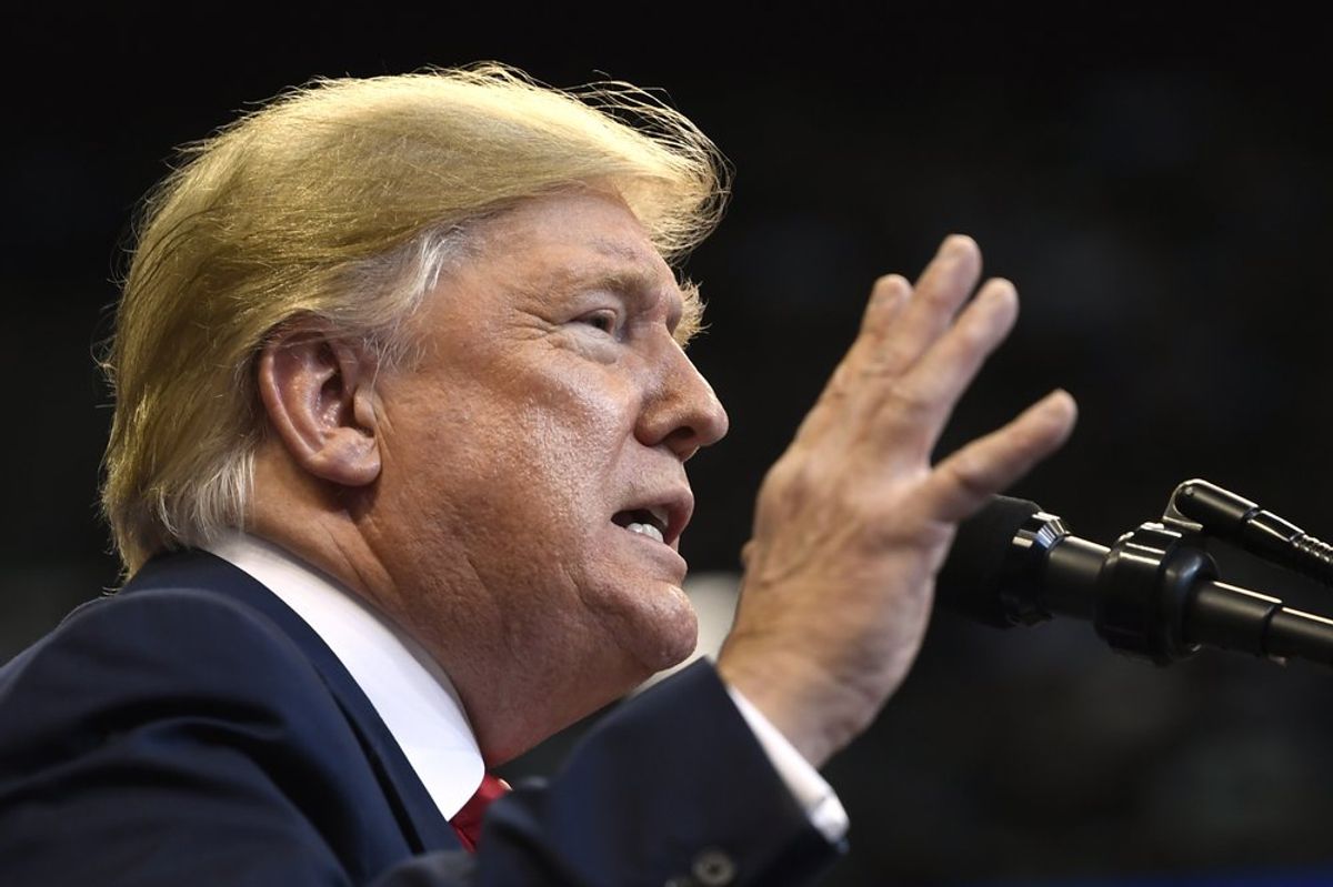 President Donald Trump speaks at a campaign rally in Sunrise, Fla., Tuesday, Nov. 26, 2019. (AP Photo/Susan Walsh) (AP Photo/Susan Walsh)