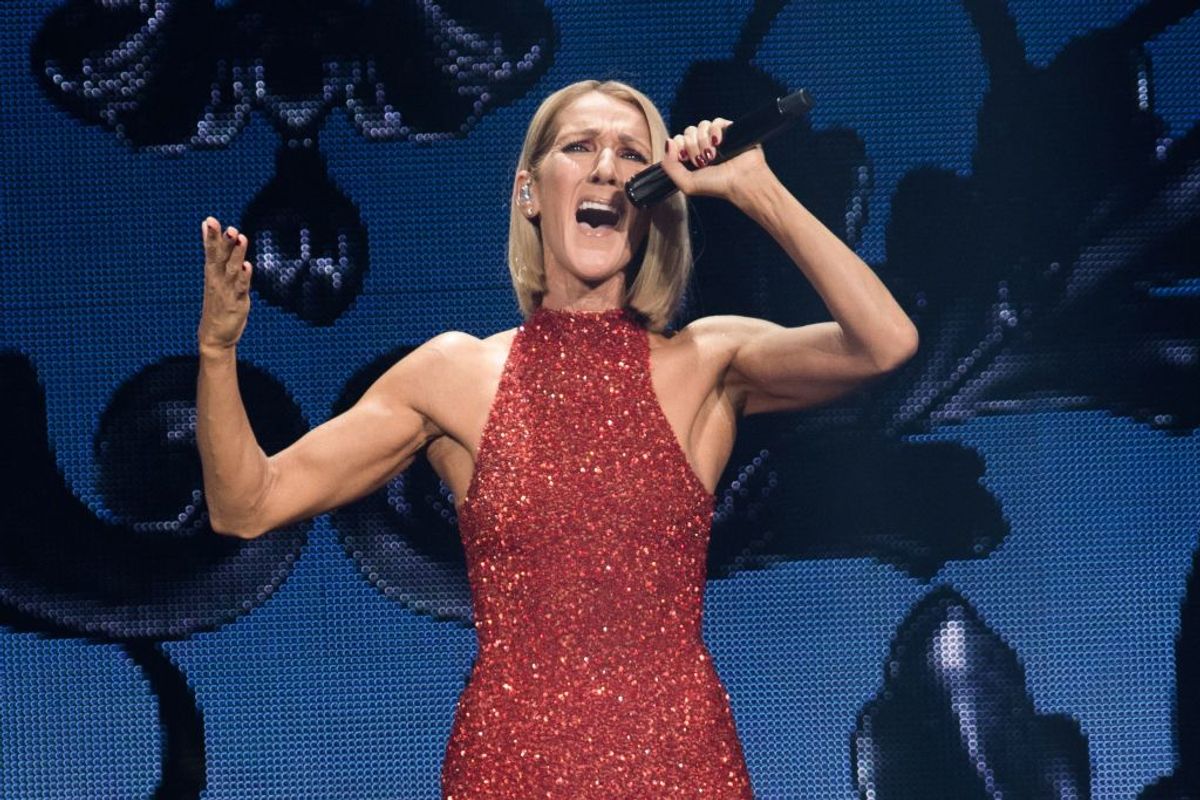 TOPSHOT - Canadian singer Celine Dion performs on the opening night of her new world tour "Courage" at the Videotron Centre in Quebec City, Quebec, on September 18, 2019. (Photo by Alice Chiche / AFP)        (Photo credit should read ALICE CHICHE/AFP via Getty Images) (Getty Images)