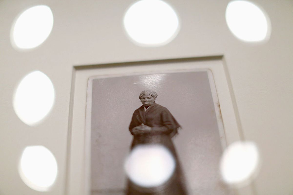 WASHINGTON, DC - JUNE 17:  A recently-found photograph of escaped slave, abolitionist and Union spy Harriet Tubman that was acquired by the Smithsonian is displayed before a hearing of the House Administration Committee in the Longworth House Office Building on Capitol Hill June 17, 2015 in Washington, DC. Auburn, New York, photographer H. Seymour Squyer made the photograph around 1885. Born into slavery, Tubman used a network of antislavery activists and safe houses known at the Underground Railroad to help lead about 13 missions to rescue about 70 enslaved family and friends.  (Photo by Chip Somodevilla/Getty Images) (Getty Images/Stock photo)