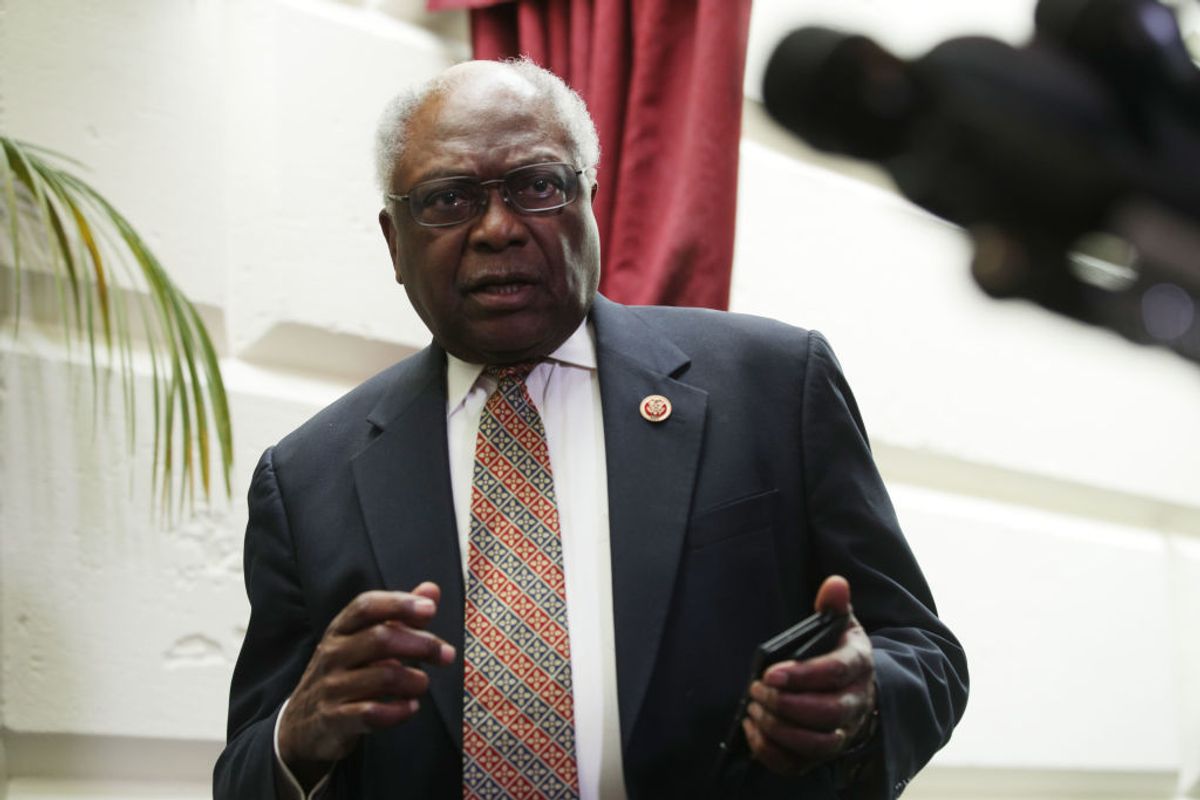 WASHINGTON, DC - MAY 22:  U.S. House Majority Whip Rep. James Clyburn (D-SC) leaves after a House Democrats meeting at the Capitol May 22, 2019 in Washington, DC. Speaker of the House Rep. Nancy Pelosi (D-CA) held the meeting with her caucus to address the growing pressure for an impeachment inquiry of President Donald Trump.  (Photo by Alex Wong/Getty Images) (Getty Images)