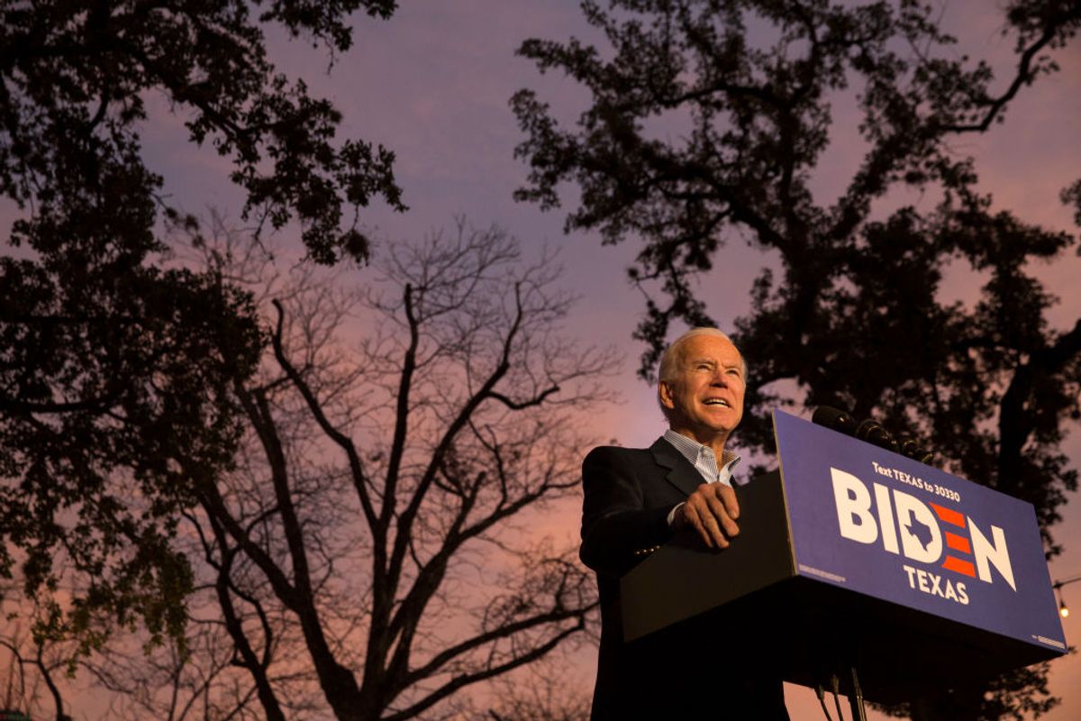 SAN ANTONIO, TX - DECEMBER 13: Democratic presidential candidate and former U.S. Vice President Joe Biden speaks at a community event while campaigning on December 13, 2019 in San Antonio, Texas. Texas will hold its Democratic primary on March 3, 2020, also known as Super Tuesday. (Photo by Daniel Carde/Getty Images) (Getty Images/Stock photo)