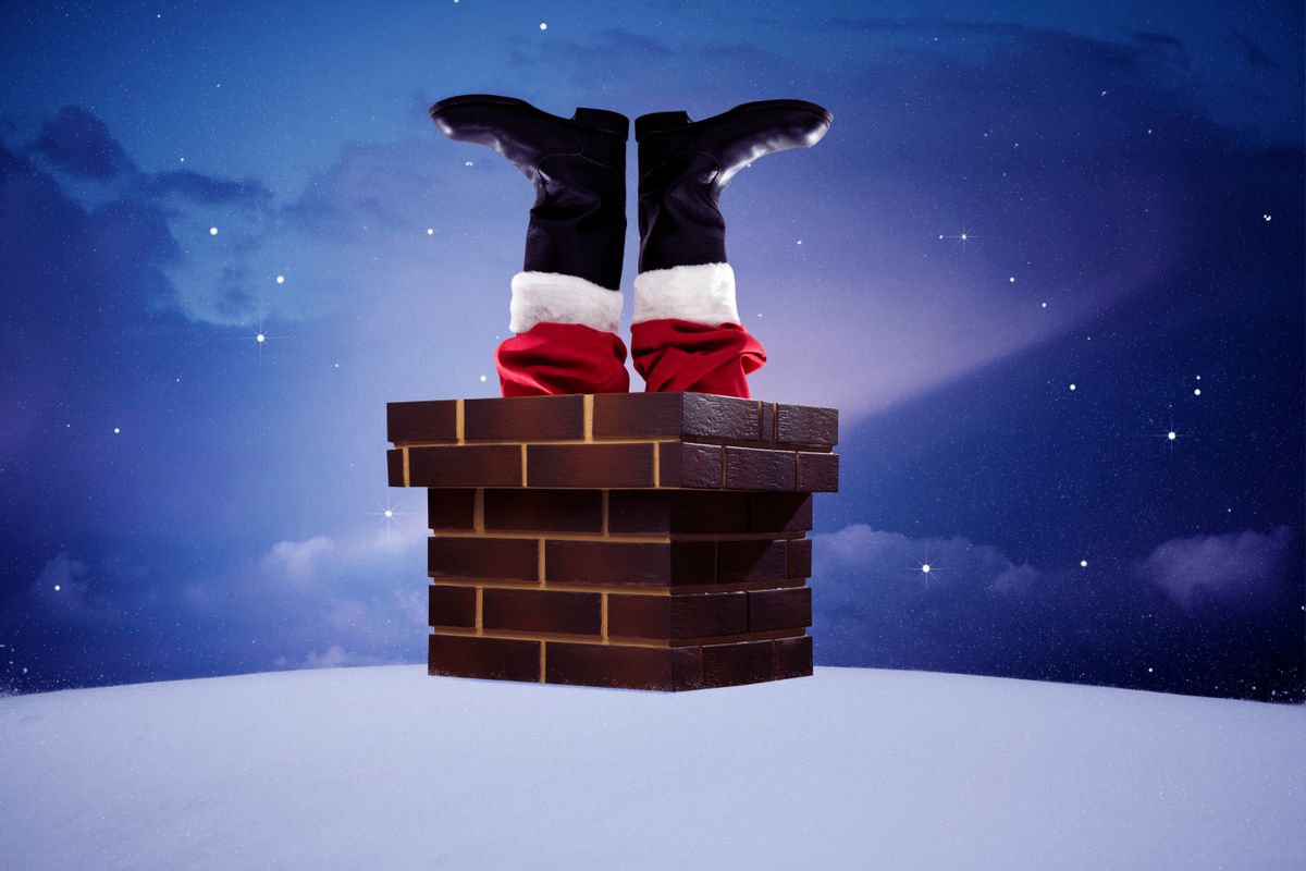 Traditional Santa Claus in a chimney
