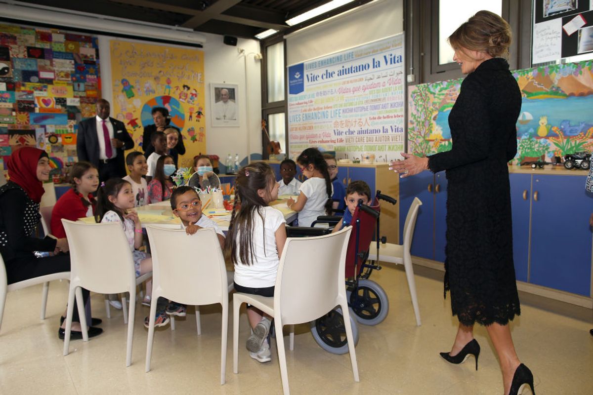 VATICAN CITY, VATICAN - MAY 24:  United States First Lady Melania Trump visits the Pediatric Hospital Bambin Gesu on May 24, 2017 in Vatican City, Vatican. The President Trump and Fist Lady will return on Italy on Friday attending the Group of 7 Summit in Sicily.  (Photo by Franco Origlia/Getty Images) (Getty Images)