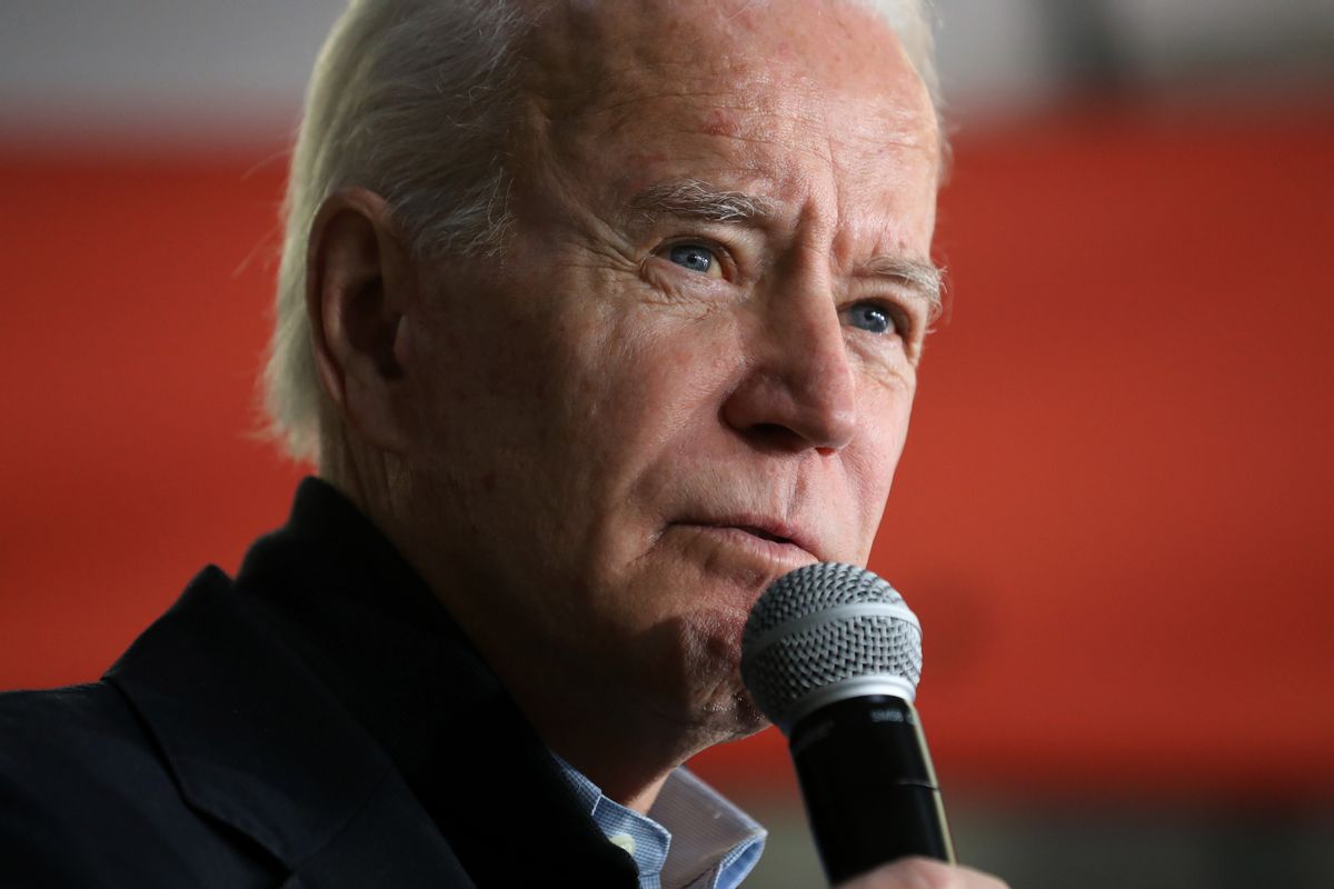 MUSCATINE, IOWA - JANUARY 28: Democratic presidential candidate, former Vice President Joe Biden speaks during a campaign town hall meeting at the Riverview Center January 28, 2020 in Muscatine, Iowa. The Iowa caucuses are February 3. (Photo by Chip Somodevilla/Getty Images) (Chip Somodevilla/Getty Images)