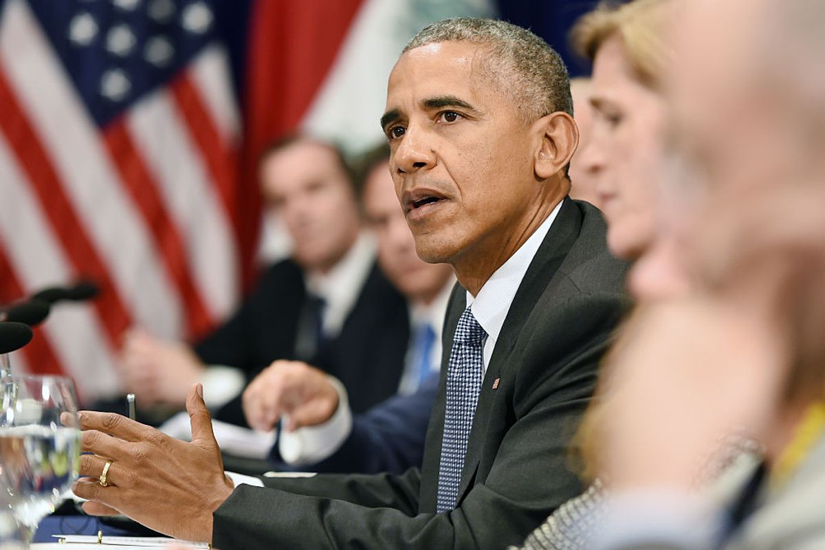 NEW YORK, NY - SEPTEMBER 19:  U.S. President Barack Obama attends a bilateral meeting with Prime Minister Haider al-Abadi of Iraq at the Lotte New York Palace Hotel on September 19, 2016 in New York City. The two leaders vowed an aggressive campaign to retake the city of Mosul, Iraq's second largest city, within months from the Islamic State group.  (Photo by Anthony Behar-Pool/Getty Images) (Getty Images)