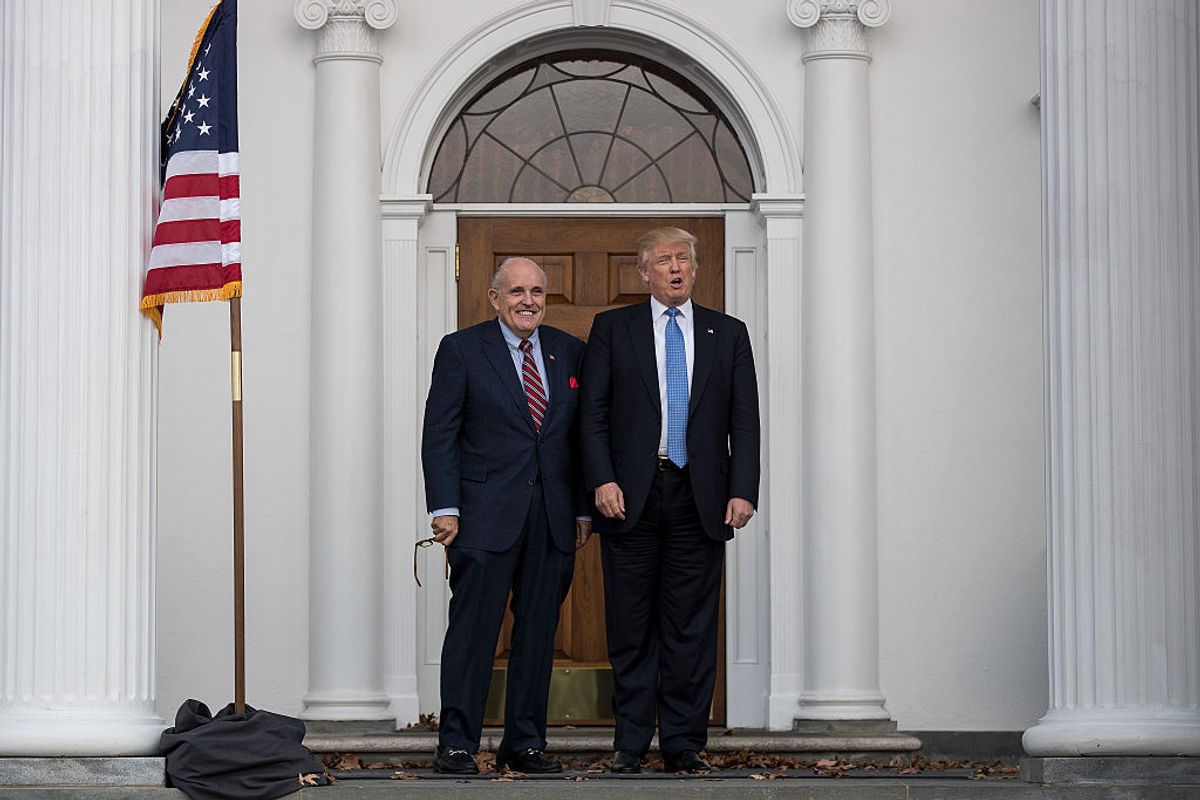BEDMINSTER TOWNSHIP, NJ - NOVEMBER 20: (L to R) Former New York City mayor Rudy Giuliani stands with president-elect Donald Trump before their meeting at Trump International Golf Club, November 20, 2016 in Bedminster Township, New Jersey. Trump and his transition team are in the process of filling cabinet and other high level positions for the new administration.  (Photo by Drew Angerer/Getty Images) (Getty Images)