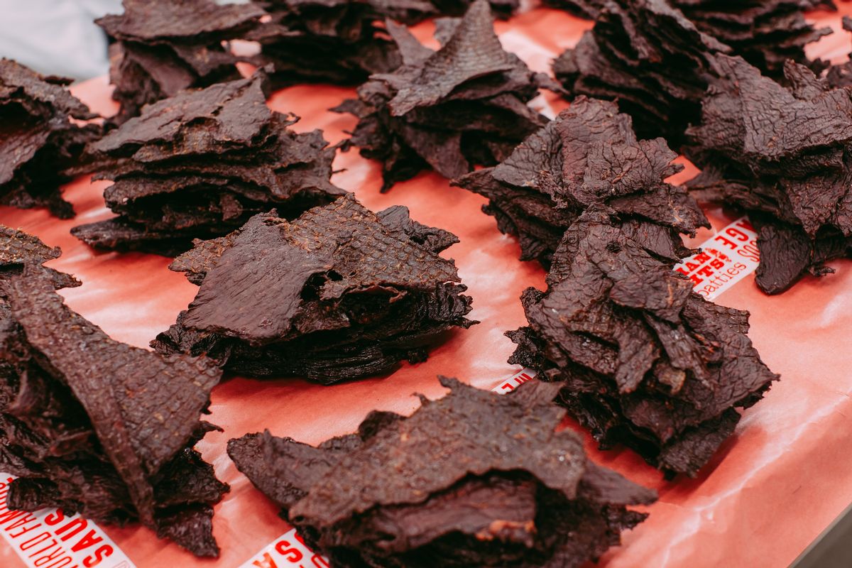 Close up of piles of beef jerky measured and ready for packaging (Getty Images)