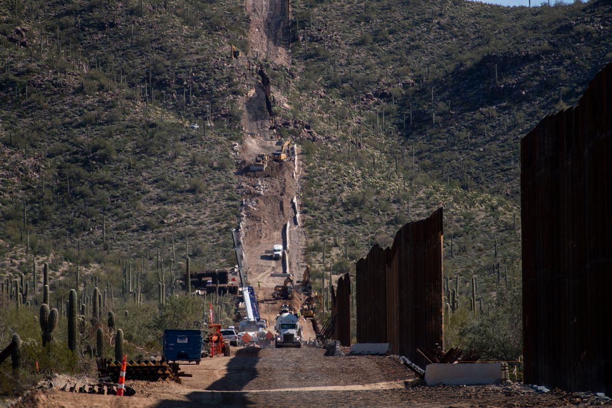 LUKEVILLE, AZ - JANUARY 7:
The border fence construction continues up a mountain in the Organ Pipe Cactus National Monument in Lukeville, AZ on January 7, 2020. (Photo by Carolyn Van Houten/The Washington Post via Getty Images) (Carolyn Van Houten/The Washington Post via Getty Images)