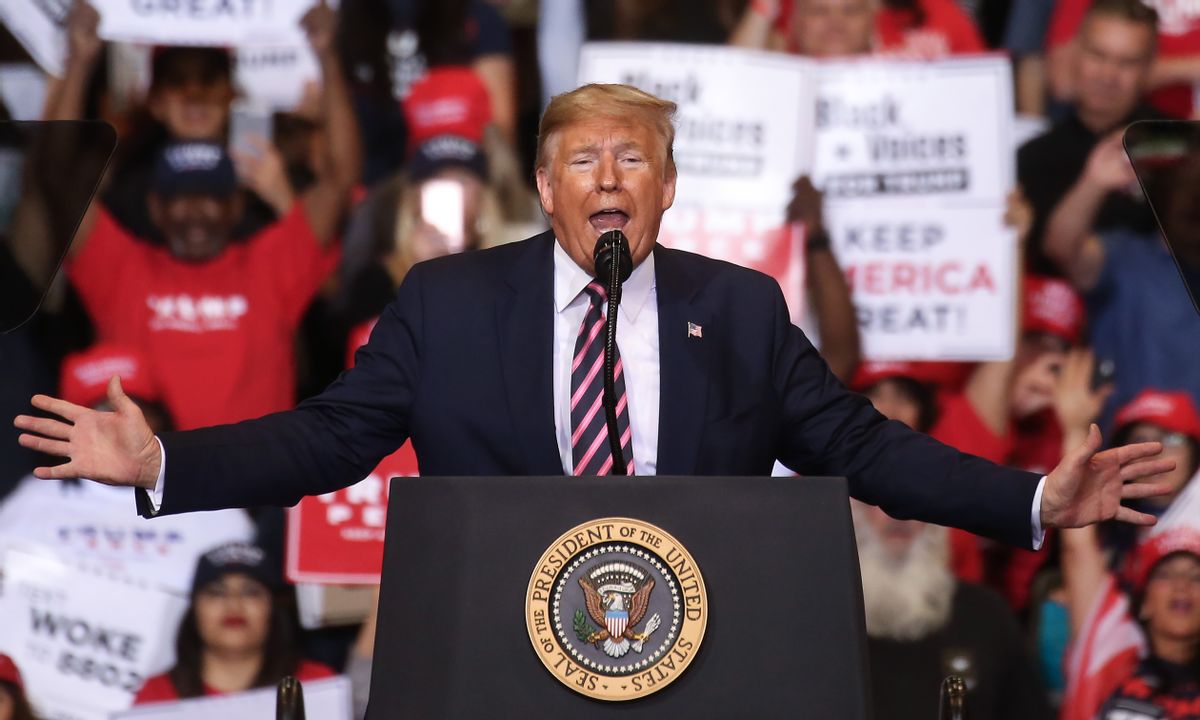 LAS VEGAS, NEVADA - FEBRUARY 21: President Donald Trump speaks to supporters at a campaign rally at Las Vegas Convention Center on February 21, 2020 in Las Vegas, Nevada. The upcoming Nevada Democratic presidential caucus will be held February 22. (Photo by Mario Tama/Getty Images) (Mario Tama/Getty Images)