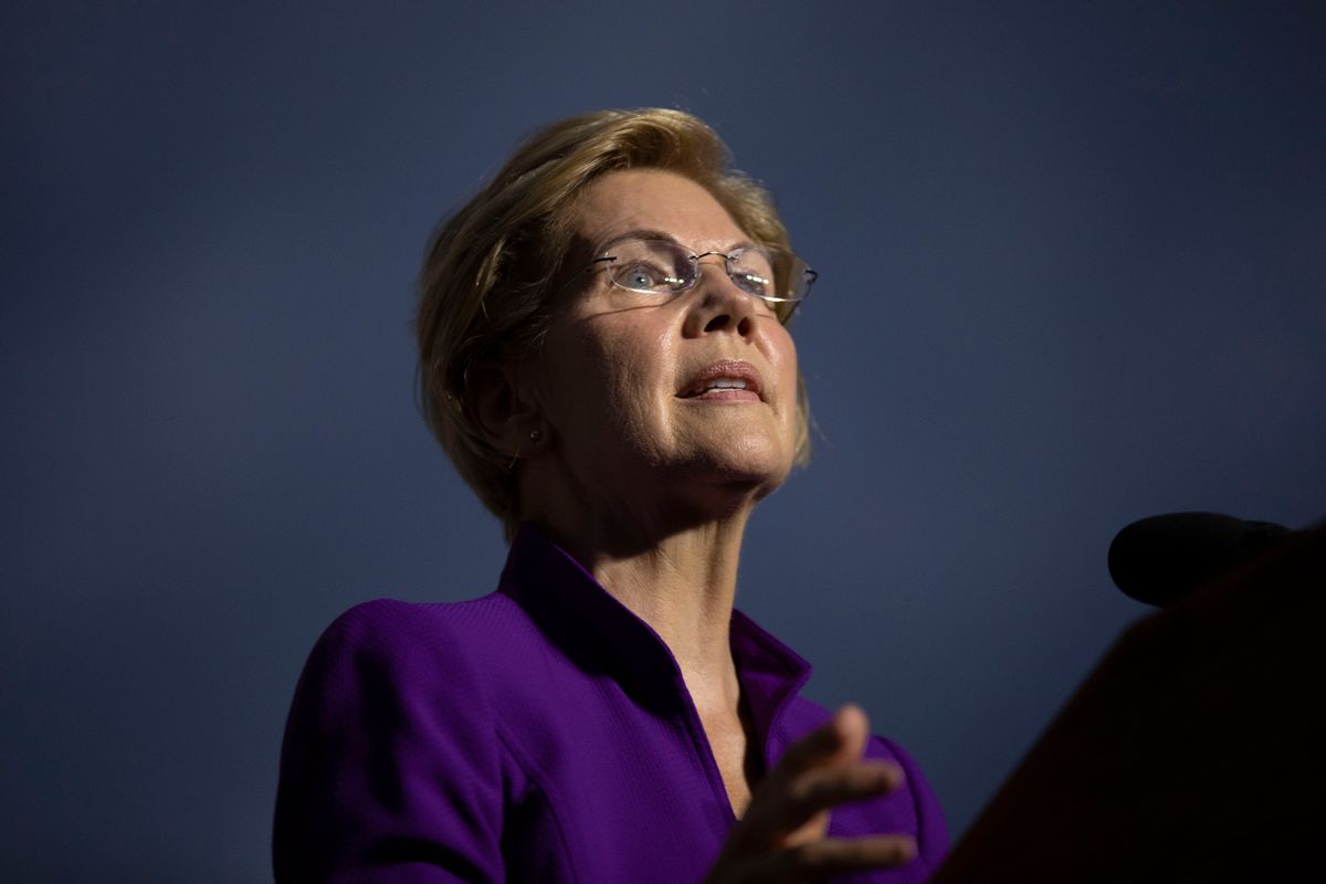 NEW YORK, NY - SEPTEMBER 16: 2020 Democratic presidential candidate Sen. Elizabeth Warren (D-MA) speaks during a rally in Washington Square Park on September 16, 2019 in New York City. Warren unveiled a sweeping anti-corruption plan earlier on Monday. (Photo by Drew Angerer/Getty Images) (Drew Angerer/Getty Images)