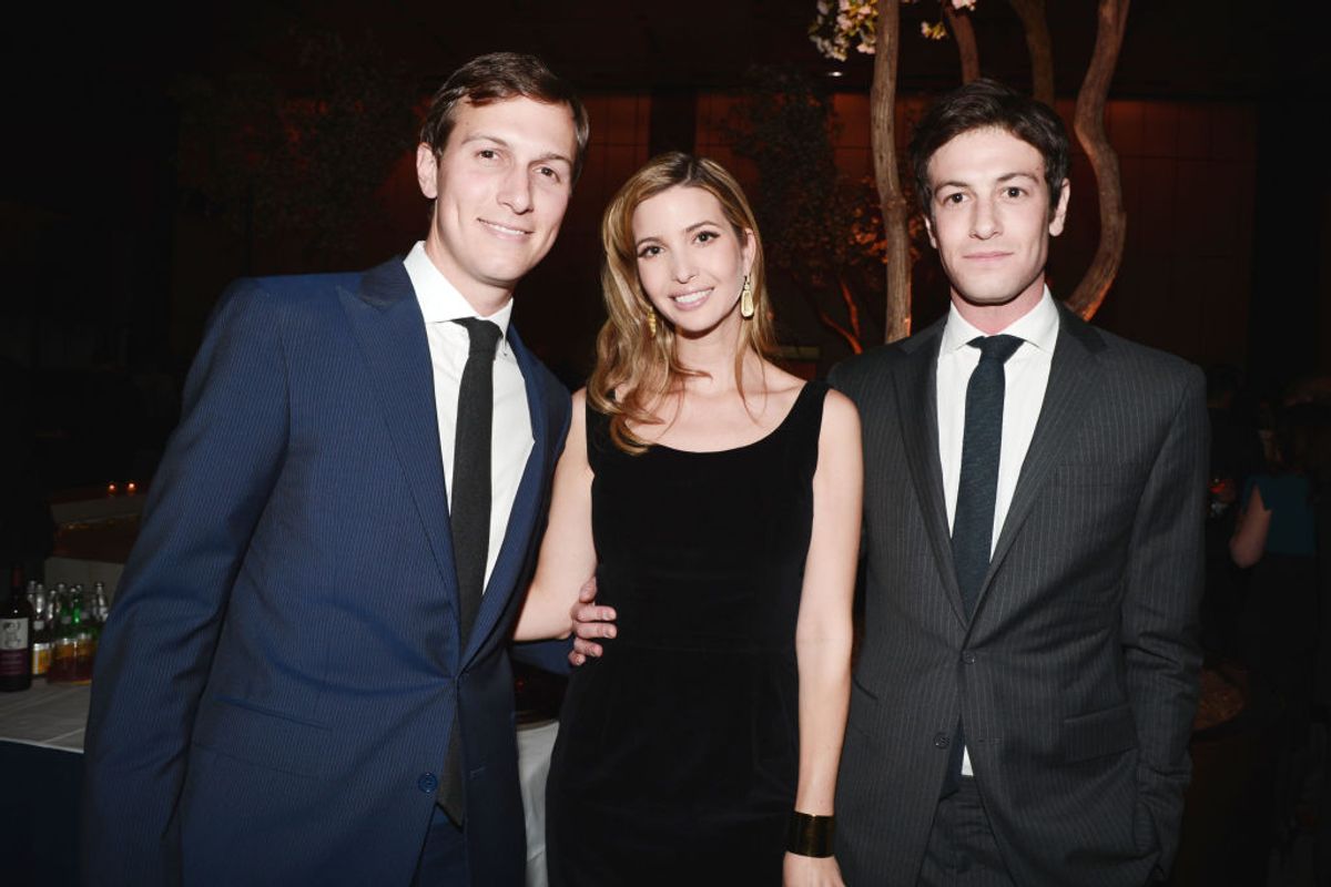 NEW YORK, NY - MARCH 14:  (L-R) Jared Kushner, Ivanka Trump and Joshua Kushner attend The New York Observer 25th Anniversary at Four Seasons Restaurant on March 14, 2013 in New York City. (Photo by Patrick McMullan/Patrick McMullan via Getty Images) (Patrick McMullan/Getty Images)