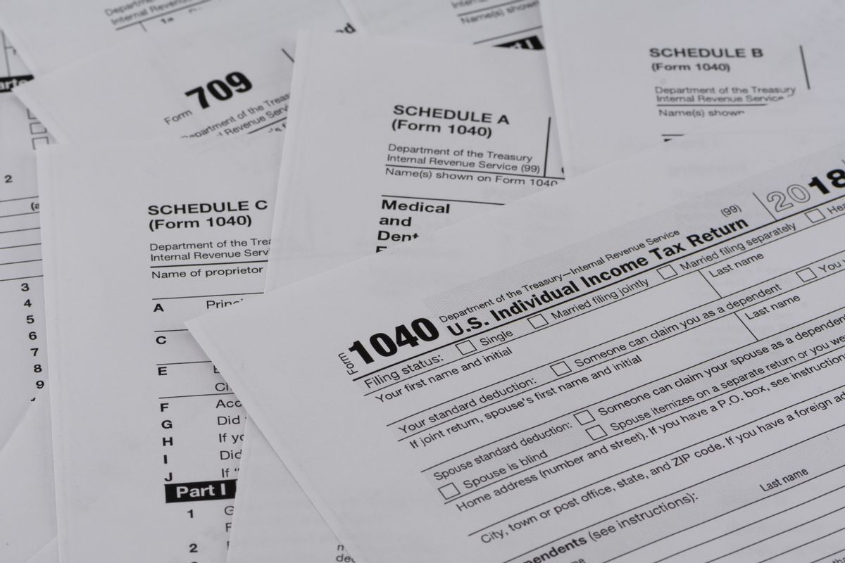 Various pages of the US IRS tax return forms with business tools (Getty Images)