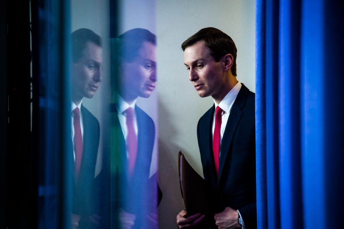 WASHINGTON, DC - APRIL 2 : Jared Kushner arrives with President Donald J. Trump to speak with members of the coronavirus task force during a briefing in response to the COVID-19 coronavirus pandemic in the James S. Brady Press Briefing Room at the White House on Thursday, April 02, 2020 in Washington, DC. (Photo by Jabin Botsford/The Washington Post via Getty Images) ( Jabin Botsford/The Washington Post via Getty Images)