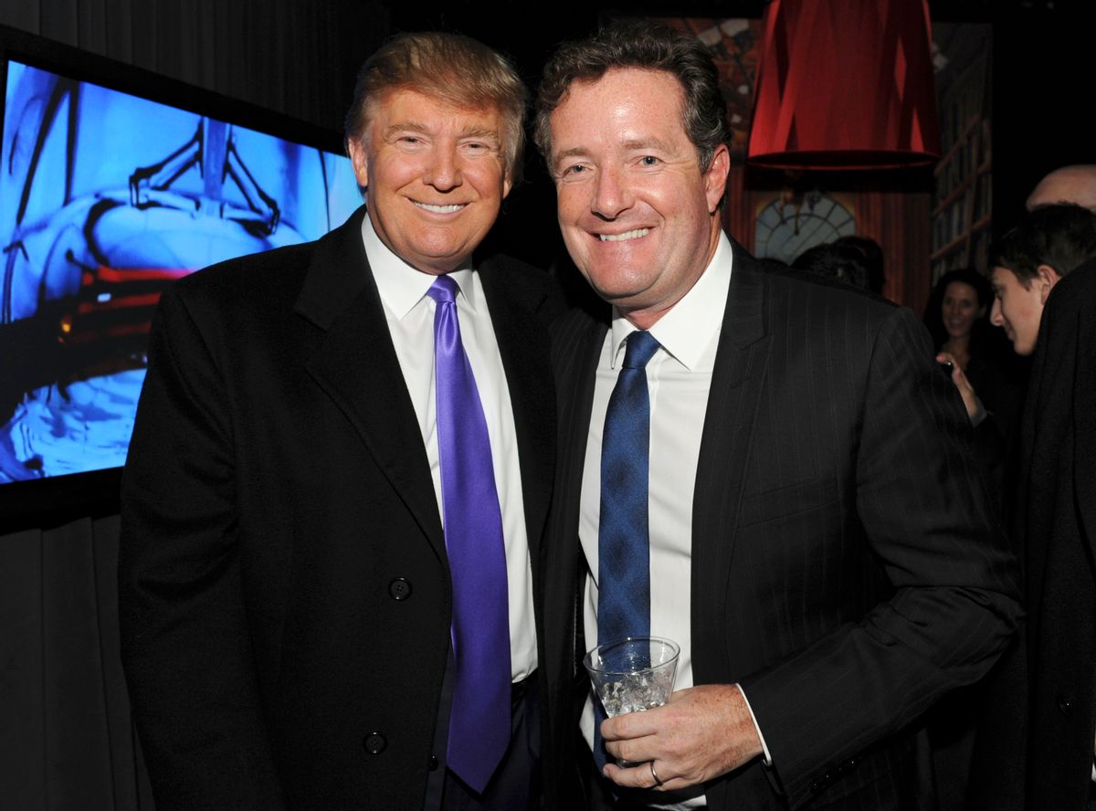 NEW YORK - NOVEMBER 10: Television Personality Donald Trump and journalist Piers Morgan attend the celebration of Perfumania and Kim Kardashian�s appearance on NBC�s "The Apprentice" at the Provocateur at The Hotel Gansevoort on November 10, 2010 in New York, New York.  (Photo by Mathew Imaging/WireImage) (Mathew Imaging/WireImage)